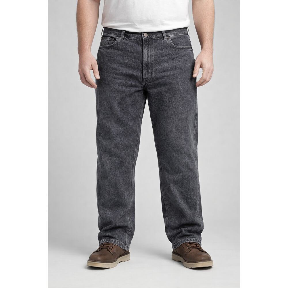 Duluth Trading black wash straight leg work jeans sx 42x30 thick cotton EUC